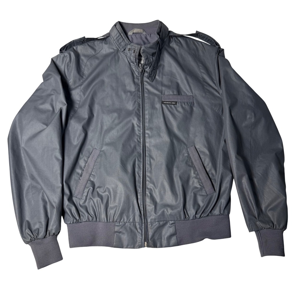 Vintage Members Only Racer Jacket Gray Size 42 Iconic 80s Bomber Europe Craft